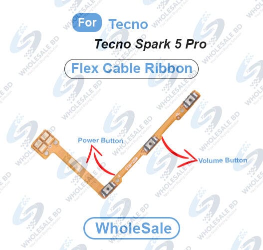Tecno Spark 5 Pro Power On/Off Switch Button Side Volume Up Down Buttons Flex Cable Replacement Parts (Wholesale)