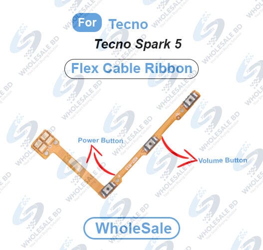 Tecno Spark 5 Power On/Off Switch Button Side Volume Up Down Buttons Flex Cable Replacement Parts (Wholesale)