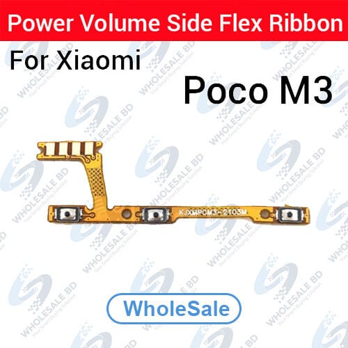 Xiaomi Poco M3 Power On/Off Switch Button Side Volume Up Down Buttons Flex Cable Replacement Parts (Wholesale)