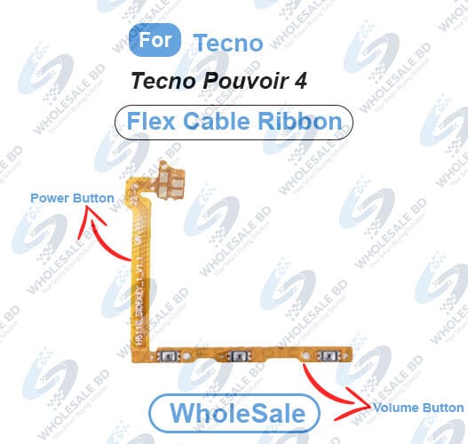Tecno Pouvoir 4 Power On/Off Switch Button Side Volume Up Down Buttons Flex Cable Replacement Parts (Wholesale)
