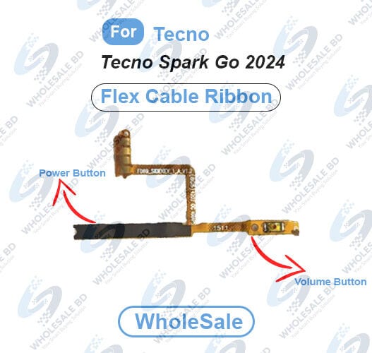 Tecno Spark Go 2024 (BG6) Power On/Off Switch Button Side Volume Up Down Buttons Flex Cable Replacement Parts (Wholesale)