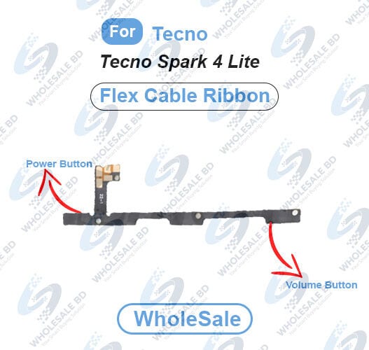 Tecno Spark 4 Lite Power On/Off Switch Button Side Volume Up Down Buttons Flex Cable Replacement Parts (Wholesale)