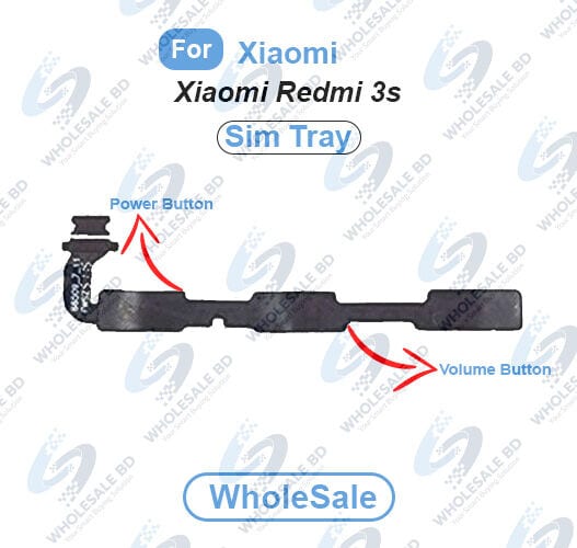 Xiaomi Redmi 3s Power On/Off Switch Button Side Volume Up Down Buttons Flex Cable Replacement Parts (Wholesale)