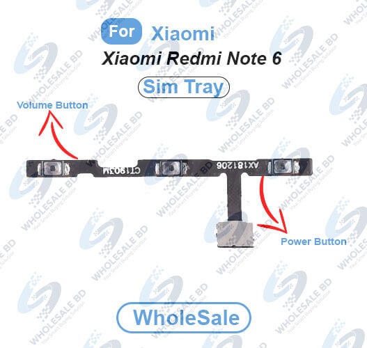 Xiaomi Redmi Note 6/6 Pro Power On/Off Switch Button Side Volume Up Down Buttons Flex Cable Replacement Parts (Wholesale)