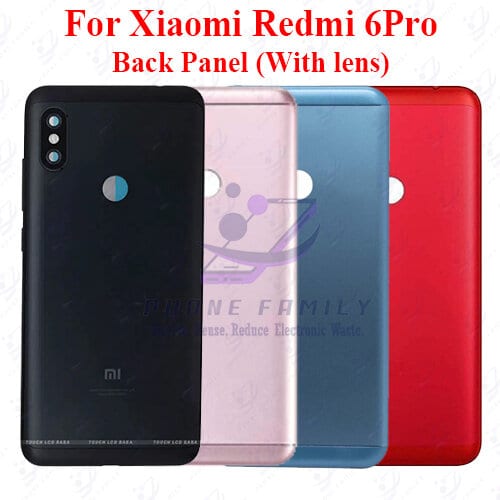 For Xiaomi Redmi 6Pro Back Panel/Backshell/ Casing +Camera Lens+Side Button With Logo-All Colors Available