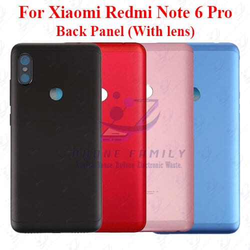 For Xiaomi Redmi Note 6 Pro Back Panel/Backshell/ Casing +Camera Lens+Side Button With Logo-All Colors Available