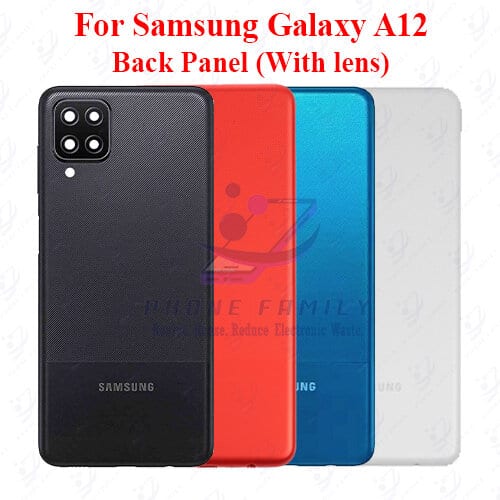 For Samsung Galaxy A12 Back Panel/Backshell/ Casing + Side Button With Logo-All Colors Available