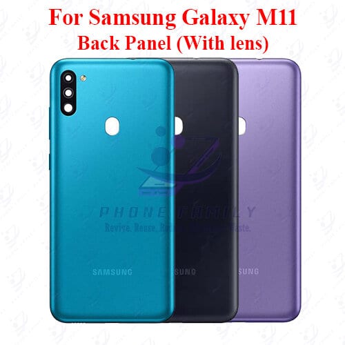 For Samsung Galaxy M11 Back Panel/Backshell/ Casing +Camera Lens+ Side Button With Logo-All Colors Available