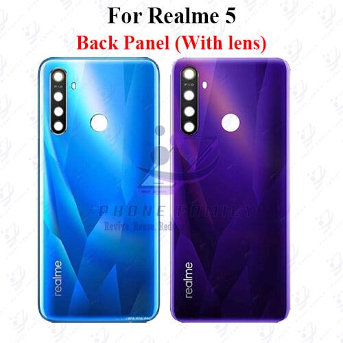 For Realme 5 Back Panel/Backshell/ Casing +Camera Lens   With Logo-All Colors Available