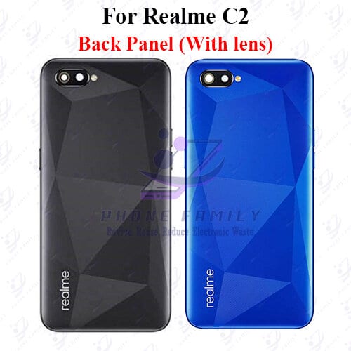 For Realme C2 Back Panel/Backshell/ Casing +Camera Lens + SIde Button  With Logo-All Colors Available