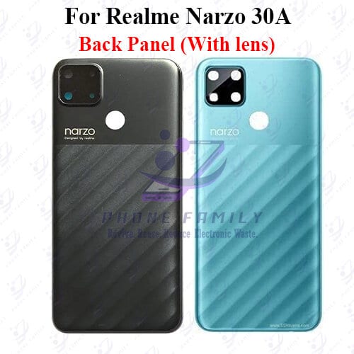 For Realme Narzo 30A Back Panel/Backshell/ Casing +Camera Lens +Side Button With Logo-All Colors Available