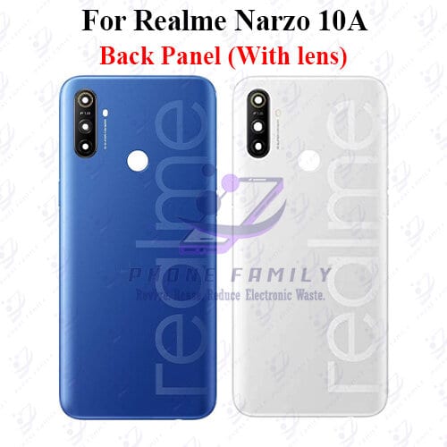 For Realme Narzo 10A Back Panel/Backshell/ Casing +Camera Lens + SIde Button  With Logo-All Colors Available