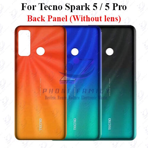 For Tecno Spark 5/5 Pro Back Panel/Backshell/ Casing + Side Button  With Logo-All Colors Available