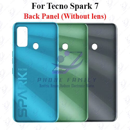 For Tecno Spark 7 Back Panel/Backshell/ Casing + Side Button  With Logo-All Colors Available
