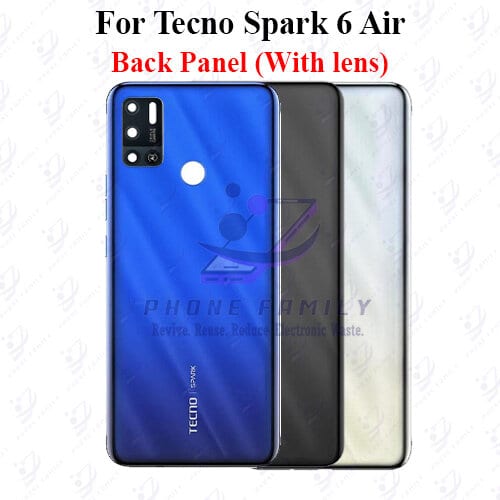 For Tecno Spark 6 Air KE6 Back Panel/Backshell/ Casing +Camera lens+ Side Button  With Logo-All Colors Available