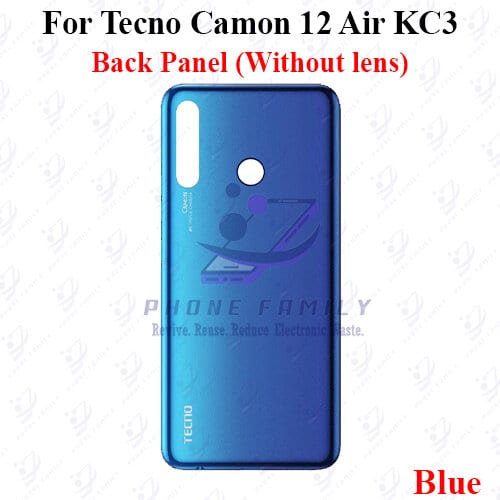 For Tecno Camon 12 Air KC3 Back Panel/Backshell/ Casing + Side Button  With Logo-All Colors Available