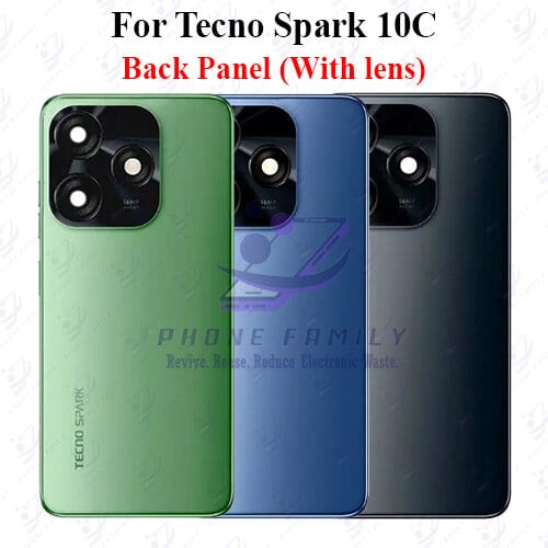 For Tecno Spark 10C Back Panel/Backshell/ Casing + Camera Lens + Side Button  With Logo-All Colors Available