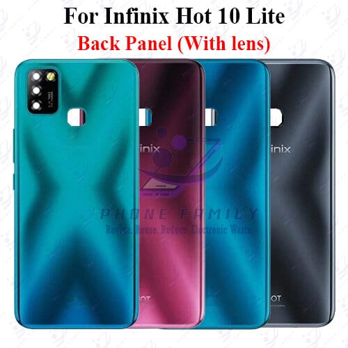 For Infinix Hot 10 Lite Back Panel/Backshell/ Casing +Camera Lens + Side Button  With Logo-All Colors Available