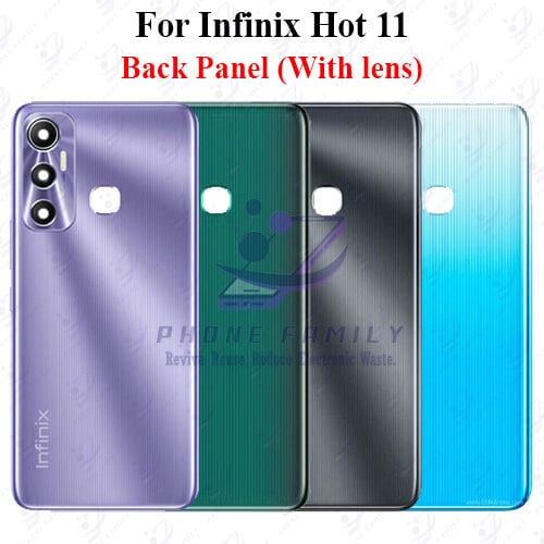For Infinix Hot 11 Back Panel/Backshell/ Casing +Camera Lens + Side Button  With Logo-All Colors Available