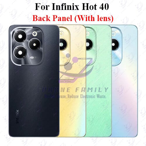 For Infinix Hot 40 Back Panel/Backshell/ Casing +Camera Lens With Logo-All Colors Available