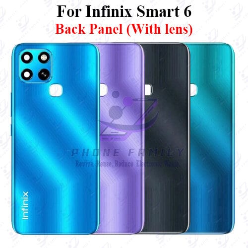 For Infinix Smart 6 Back Panel/Backshell/ Casing +Camera Lens + Side Button  With Logo-All Colors Available