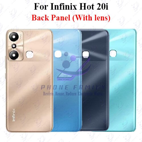 For Infinix Hot 20i Back Panel/Backshell/ Casing +Camera Lens + Side Button  With Logo-All Colors Available