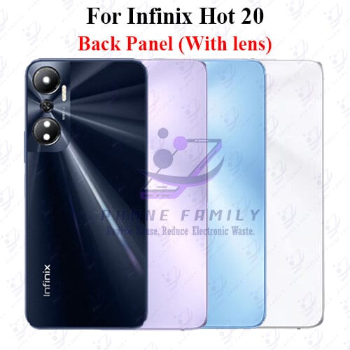 For Infinix Hot 20 Back Panel/Backshell/ Casing +Camera Lens  With Logo-All Colors Available
