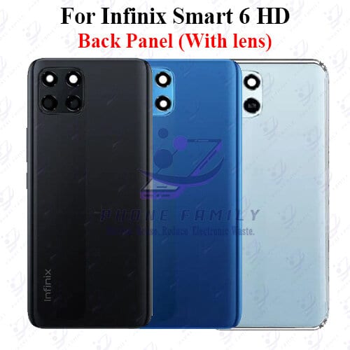 For Infinix Smart 6 HD Back Panel/Backshell/ Casing +Camera Lens + Side Button  With Logo-All Colors Available