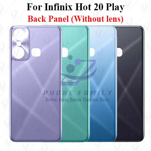 For Infinix Hot 20 Play Back Panel/Backshell/ Casing + Side Button  With Logo-All Colors Available