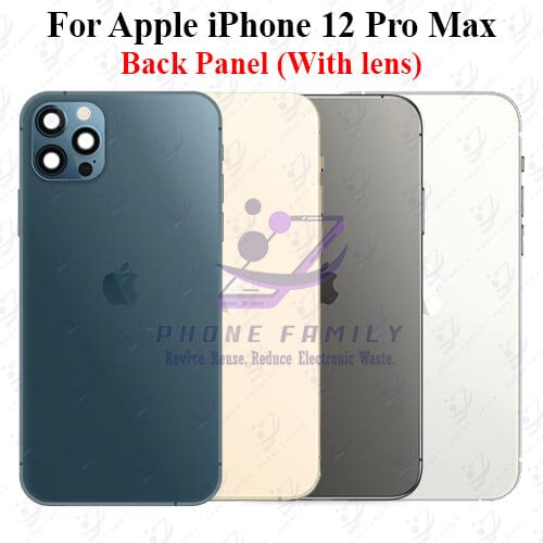 For Apple iPhone 12 Pro Max Back Panel/Backshell/ Casing + Camera Lens +Side Button With Logo-All Colors Available