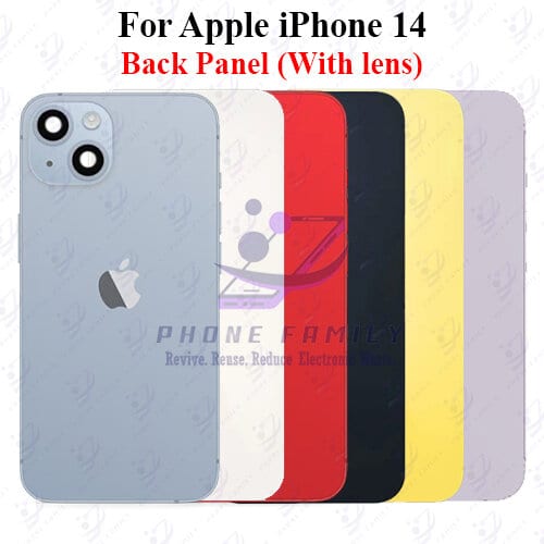 For Apple iPhone 14 Back Panel/Backshell/ Casing + Camera Lens +Side Button With Logo-All Colors Available
