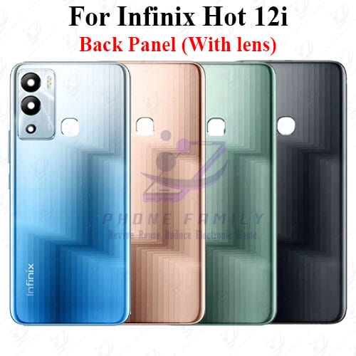 For Infinix Hot 12i Back Panel/Backshell/ Casing +Camera Lens + Side Button  With Logo-All Colors Available