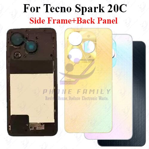 For Tecno Spark 20C Full Body Housing ( Side Frame + Back Panel Without Camera Glass )