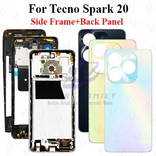 For Tecno Spark 20 Full Body Housing ( Side Frame + Back Panel Without Camera Glass )