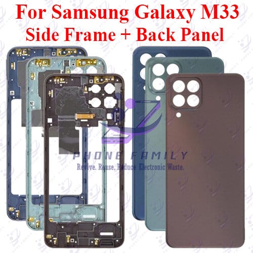 For Samsung M33 Full Body Housing ( Side Frame + Back Panel Without Camera Glass )