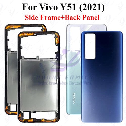 For Vivo Y51 2021 Full Body Housing ( Side Frame + Back Panel Without Camera Glass )