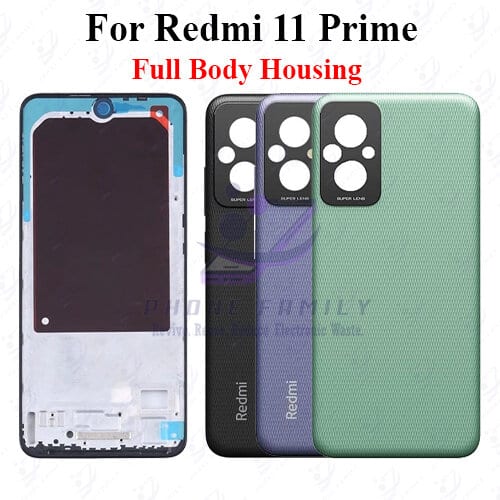 For Redmi 11 Prime Full Body Housing ( Side Frame + Back Panel Without Camera Glass )