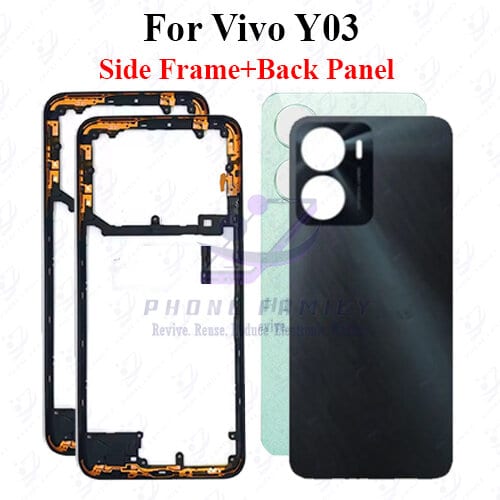 For Vivo Y03 Full Body Housing ( Side Frame + Back Panel Without Camera Glass )