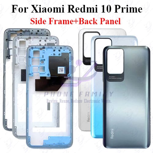 For Xiaomi Redmi 10 Prime Full Body Housing ( Side Frame + Back Panel Without Camera Glass )