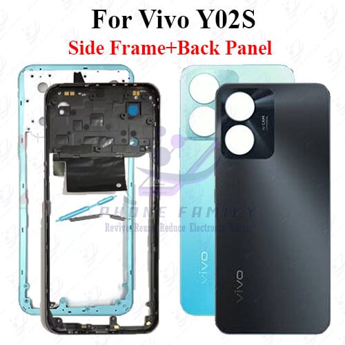 For Vivo Y02S Full Body Housing ( Side Frame + Back Panel Without Camera Glass )