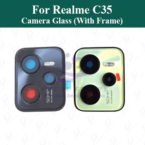 For Realme C35 Camera Main Glass Lens With Frame Replacement Part