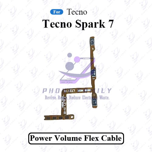 For Tecno Spark 7 Volume Power Flex Cable On Off Power Volume Switch Side Button Flex Ribbon Repair Parts