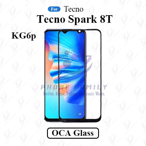For Tecno Spark 8T KG6p LCD Display Touch Screen Front Glass Lens + Lamination OCA