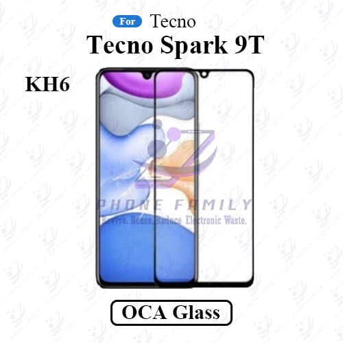 For Tecno Spark 9T KH6 LCD Display Touch Screen Front Glass Lens + Lamination OCA