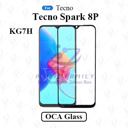 For Tecno Spark 8P KG7H LCD Display Touch Screen Front Glass Lens + Lamination OCA