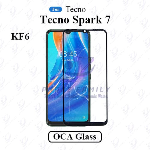 For Tecno Spark 7 KF6 LCD Display Touch Screen Front Glass Lens + Lamination OCA