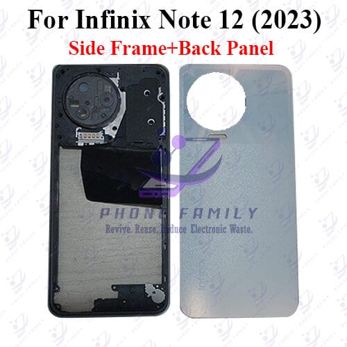 For Infinix Note 12 (2023) X676C Side Frame and Back Panel With Camera Glass
