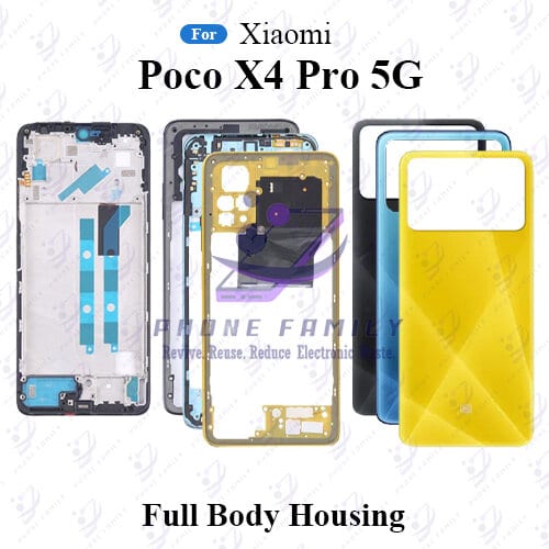For Poco X4 Pro Full Body Housing (Side Frame + Back Panel Without Camera Glass )