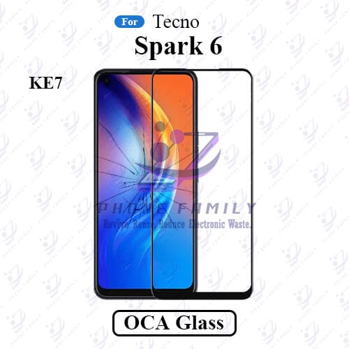 For Tecno Spark 6 KE7 LCD Display Touch Screen Front Glass Lens + Lamination OCA