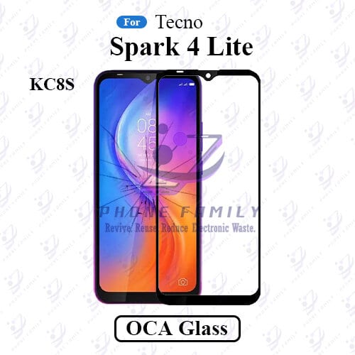 For Tecno Spark 4 Lite KC8S LCD Display Touch Screen Front Glass Lens + Lamination OCA